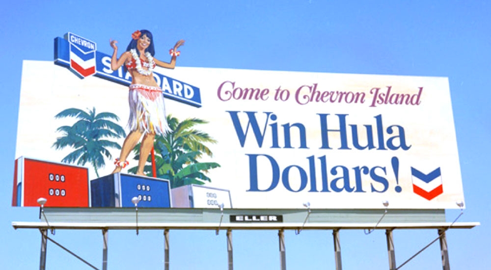 Chevron outdoor Irene on top of gas pump